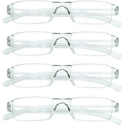 4 Pairs Reading Glasses, Blue Light Blocking Glasses, Computer Reading Glasses for Women and Men, Fashion Rectangle Eyewear Frame(4 Clear, +2.50 Magnification)